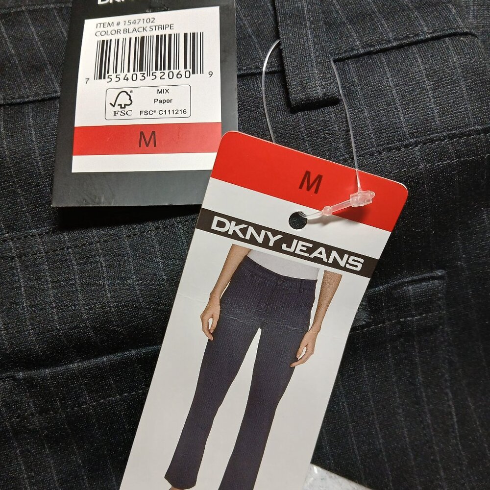 DKNY JEANS Black Pinstripe Straight Leg Ponte Trousers - Picture 8 of 12